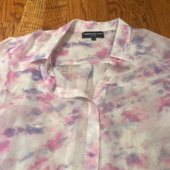 Generation Love Woman’s Tie Dye Silk Button Down Size Xs - Picture 2 of 5